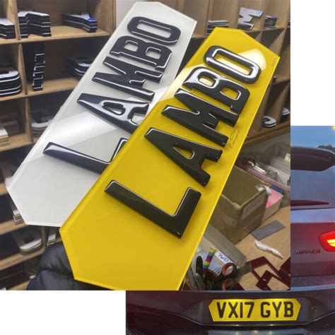 4d 4mm Lambo Cut Gel Number Plates Unique Number Plates