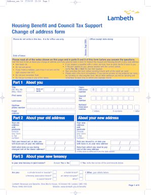 Fillable Online Lambeth Gov Housing Benefit And Council Tax Support