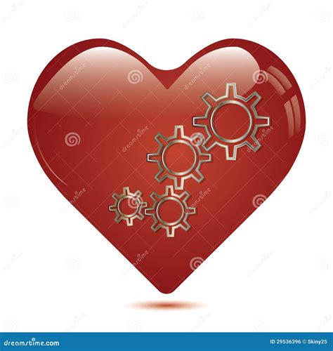 Red Heart Shape With Gears Inside Stock Vector Illustration Of Love