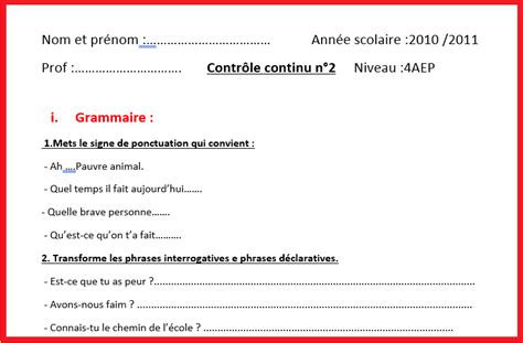 Contrôle Français N°2 4éme 2022 2023 Word مدونة معلمي