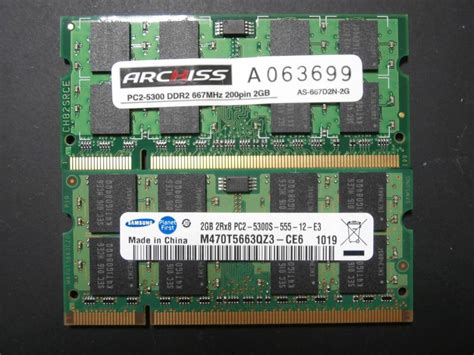 Yahooオークション Ddr2 667 Pc2 5300 200pin 2gb×2枚セット Samsun