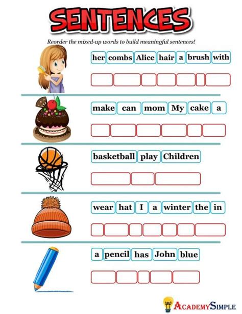 Scrambled Sentences Worksheet 3 Academy Simple English Worksheets