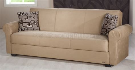 Dark Beige Microfiber Modern Storage Sleeper Sofa Bed Woptions