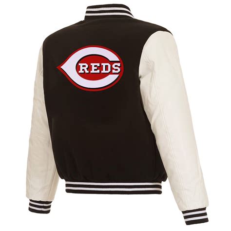 Wool Leather Cincinnati Reds Varsity Black And White Jacket Jackets