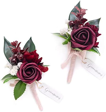 Amazon Ling S Moment Blush Ivory Boutonniere For Men Wedding