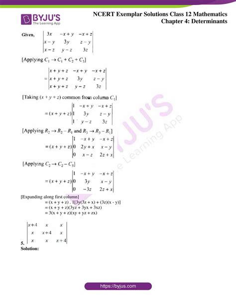 NCERT Exemplar Solutions For Class 12 Maths Chapter 4 Determinants