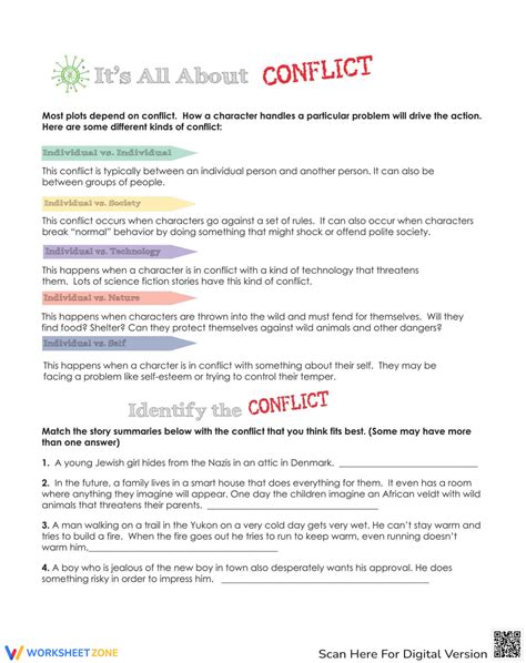 Conflict In Literature Worksheet