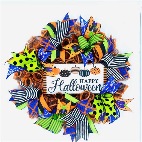 Happy Halloween Mesh & Ribbon Wreath - 26 inches – Bond Craft Studio