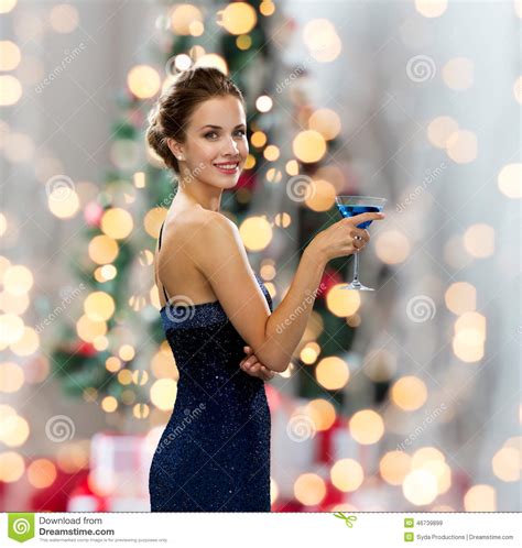 Smiling Woman Holding Cocktail Stock Image Image Of Evening