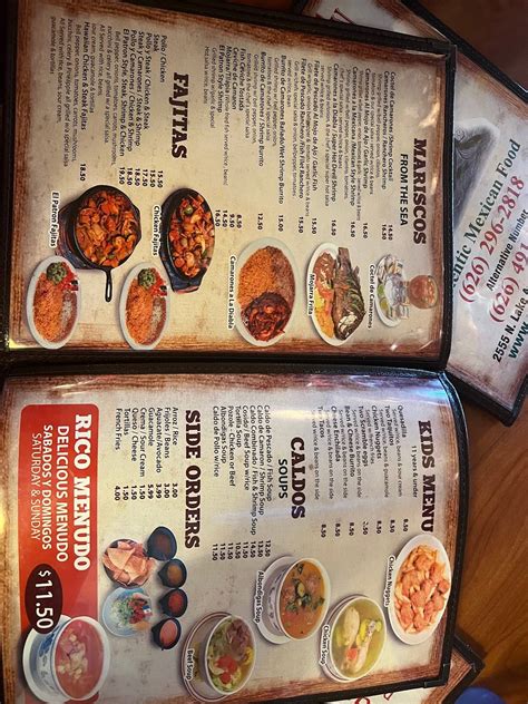 Menu At El Patron Mexican Food Restaurant Altadena Lake Ave