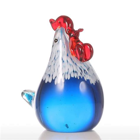 Luxury Small Chicken Figurine Glass Statuette Home Decor Glass Art Ornament Sculpture T