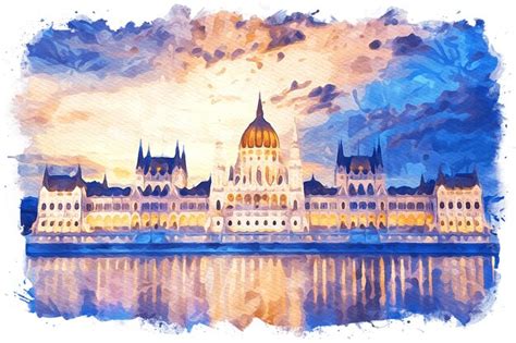 Premium Photo | Budapest hungary beautiful watercolor landscape