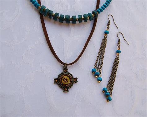 Blue Boho Set Of 3 Nacklaces Blue Bijoux In Boho Style Set With