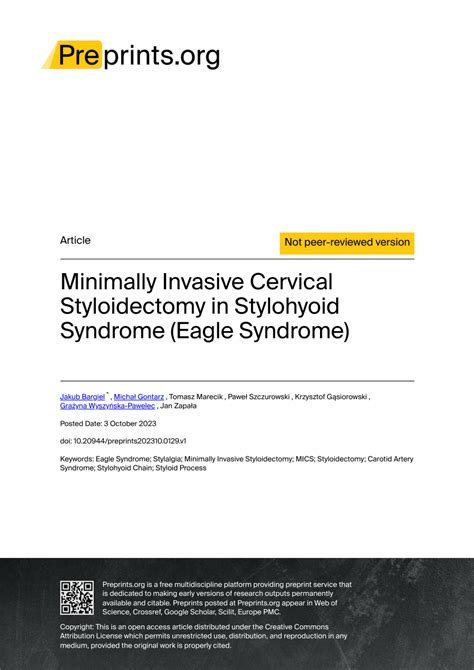 PDF Minimally Invasive Cervical Styloidectomy In Stylohyoid Syndrome