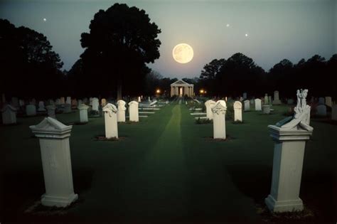 Un Cementerio En La Noche Con Luna Llena En El Fondo Foto Premium