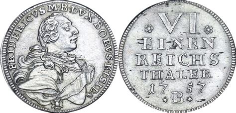 BRANDENBURG BAYREUTH 1 6 Taler 1757 B Wilmersdörfler 767 Friedrich