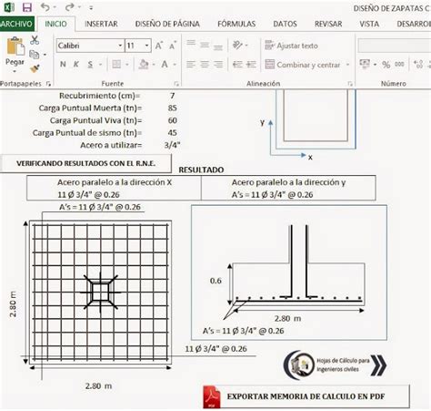 Hojas De CÁlculos Y Programas Para IngenierÍa Civil Xls Hoja De Calculo Excel Para DiseÑo