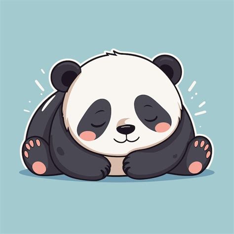 Ador Vel Panda De Desenho Animado Dormindo No Ch O Ilustra O Vetorial