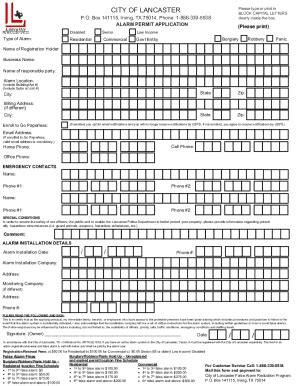 Tx Alarm Permit Application City Of Lancaster Fill And