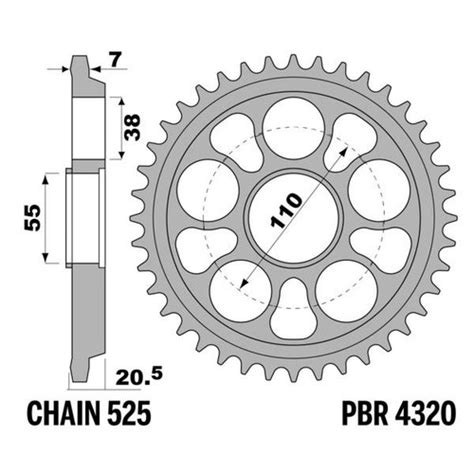 Corona PBR Z43 Denti Passo 525 In Ergal Duro Ducati Hypermotard 796