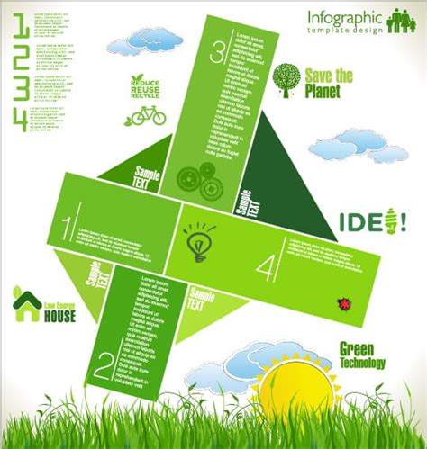 Ecología Moderna Infografía Verde Plantilla Vector Eps Uidownload