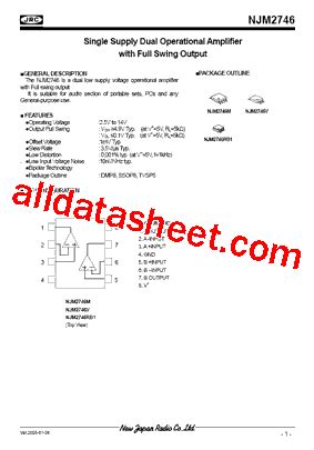 NJM2746V Datasheet PDF New Japan Radio