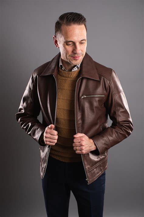 Simple Brown Leather Jacket Outfit Men He Spoke Style