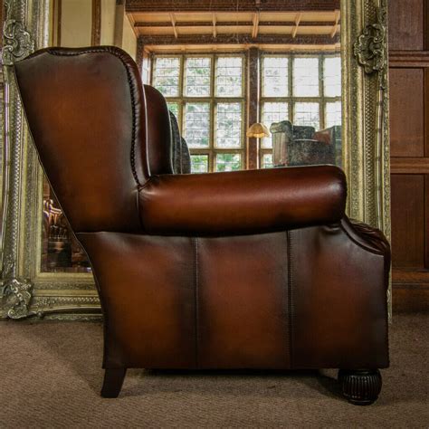 F50 1299 TETRAD OSKAR CIGAR BROWN LEATHER CHESTERFIELD WINGBACK LIBRARY