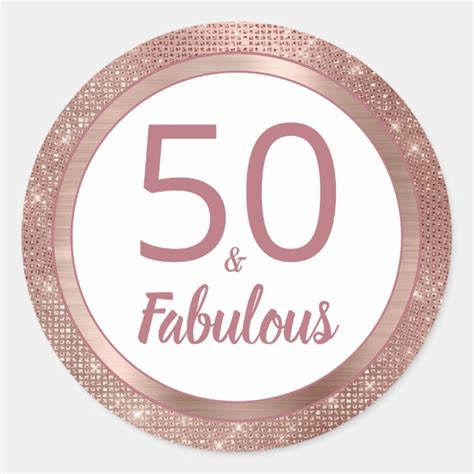 50 And Fabulous Rose Gold Glam 50th Birthday Party Classic Round