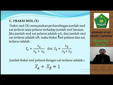 Konsep Molaritas Molalitas Dan Fraksi Mol YouTube