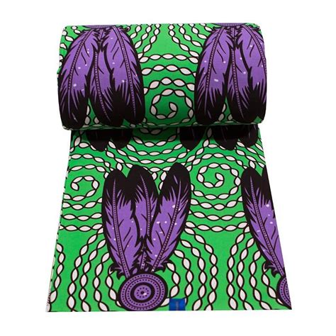 African Ankara Pagne Veritable Guaranteed Real Wax Purple Feather Print