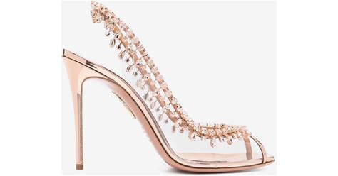 Aquazzura Temptation 105 Crystal Embellished Sandals In Pink Lyst