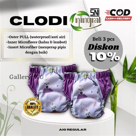 Jual Clodi Ningrat Aio Regular Popok Kain Cuci Ulang Popok Kain Model