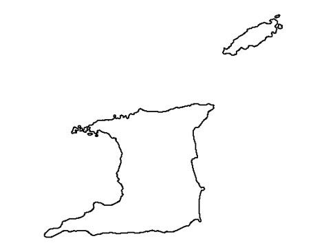 Blank Outline Map Of Trinidad And Tobago Islands With Names