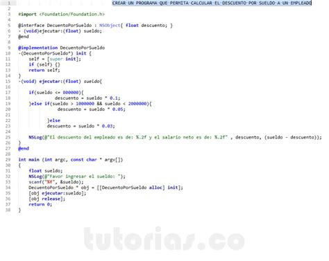 POO Sentencia If Else Objective C Descuento Por Sueldo Tutorias Co