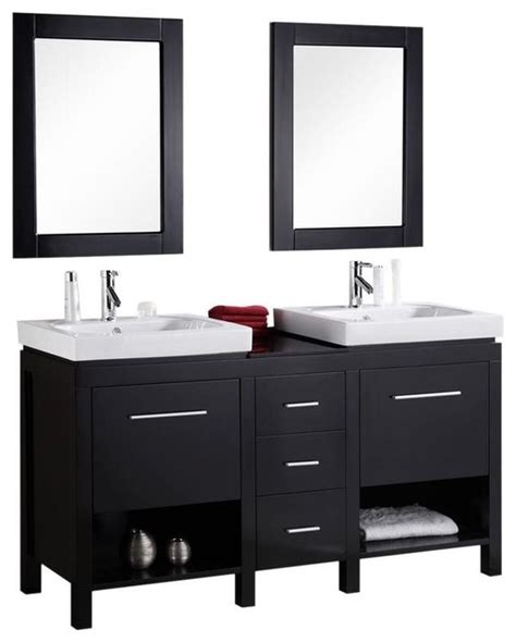 New York Double Sink Vanity Set Espresso Transitional Bathroom