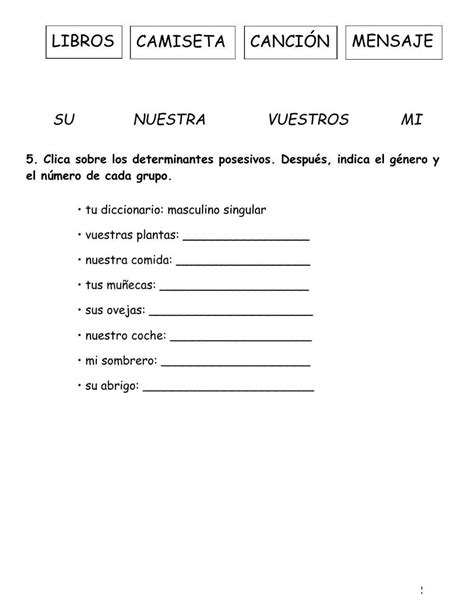 Determinantes Posesivos Y Numerales Activity Live Worksheets