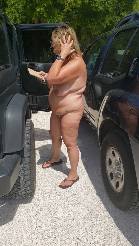 Plumper Obese Mummy Is Nude Outside Getting Well Prepped For A Bare Day At The Naturist Resort