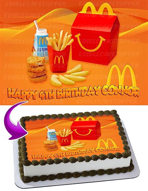 Buy Cakecery Mcdonalds Happy Meal Personalized Edible Cake Topper 1/2 ...