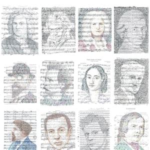 Great Classical Music Composers, Illustrated Portraits of Bach ...