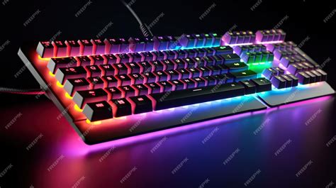 Premium AI Image | mechanical gaming keyboard neon keyboard gaming ...