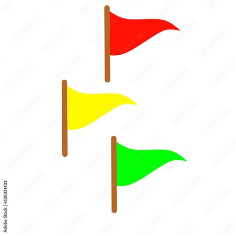 Vector Graphic Illustration Of Red Yellow And Green Flag Icon Or Symbol