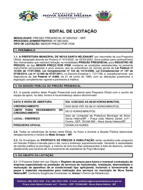 Preench Vel Dispon Vel A Prefeitura Municipal De Nova Santa Helena Mt