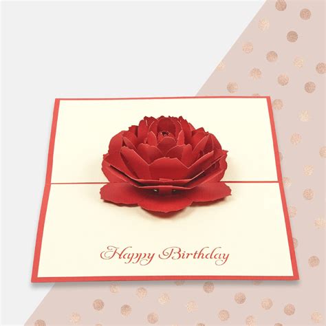 Happy Birthday Peonies Pop Up Card Etsy