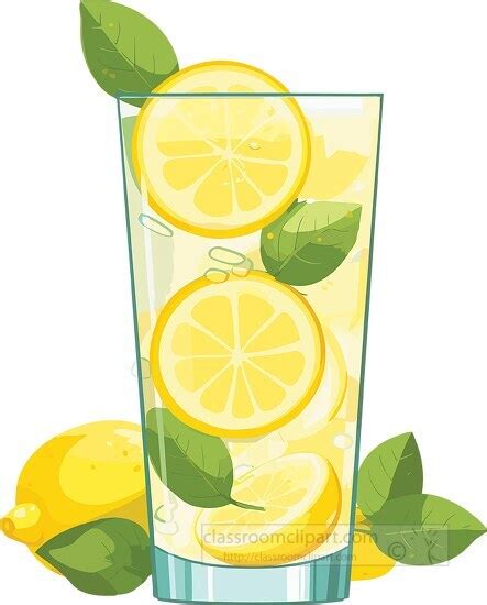 Beverage Clipart-lemonade in a glass ful of ice and lemon slices clip art