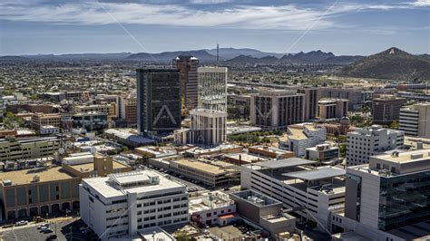 Office High Rises And Sentinel Peak Downtown Tucson Arizona Aerial