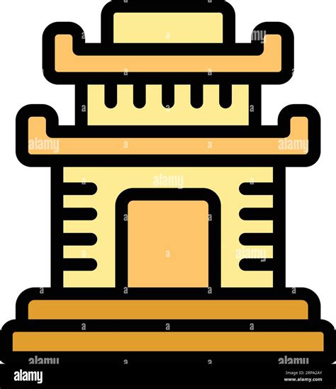 Cambodia Temple Icon Outline Vector Travel Culture Tourism Map Color