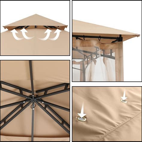 Abccanopy 10x12 Patio Gazebo With Mosquito Netting And Double Soft