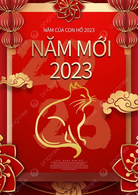 Vietnam 2023 Red New Year Decoration Poster Template Download On Pngtree