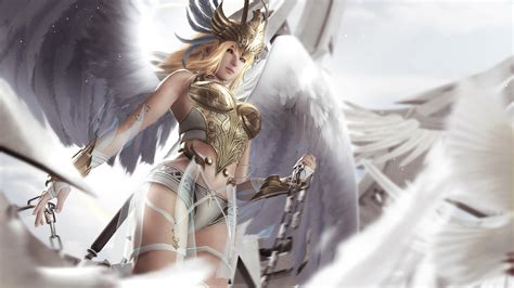 Wallpaper Angel Wings Warrior Women Digital Art Fantasy Art